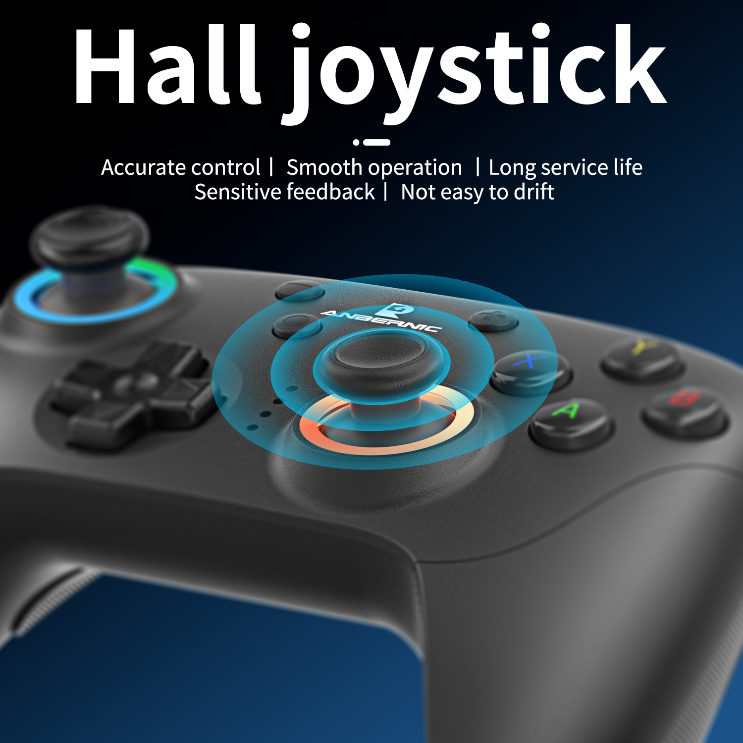 Anbernic rg p01 com fio sem fio bluetooth controlador de jogos rgb efeito hall joystick xbox jogo gamepad para pc android ios vapor