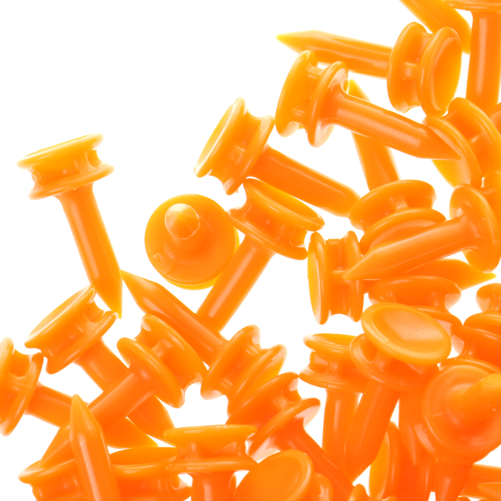 100 ピース/パックプロフェッショナルゴルフティー 25 ミリメートル 0.98 'キャッスルオレンジゴルファーアクセサリープラスチックゴルフティーはボールをティーアップするのに最適