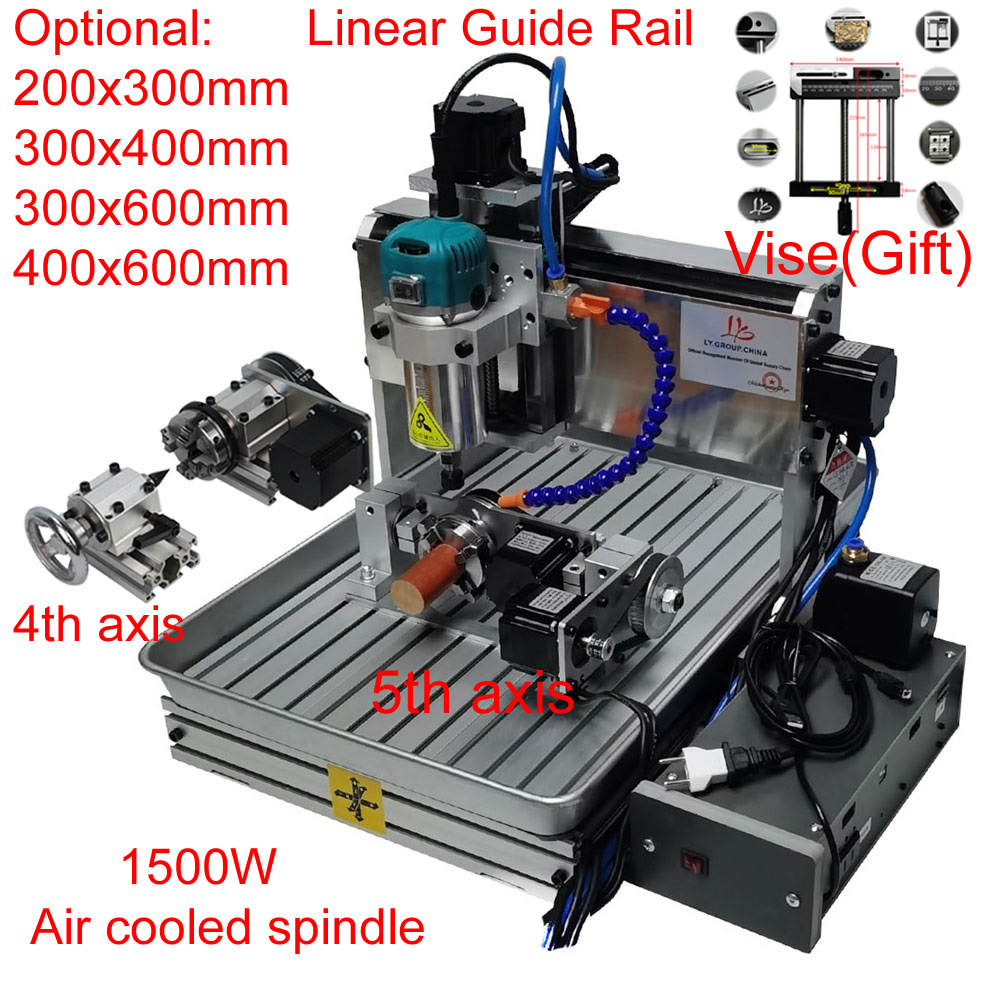 5 Trục CNC 6040 Gỗ Router 1500W 4 Trục Kim Loại Xay Nhôm Khắc Khắc Máy 3040 PCB Khắc Với bình Nước