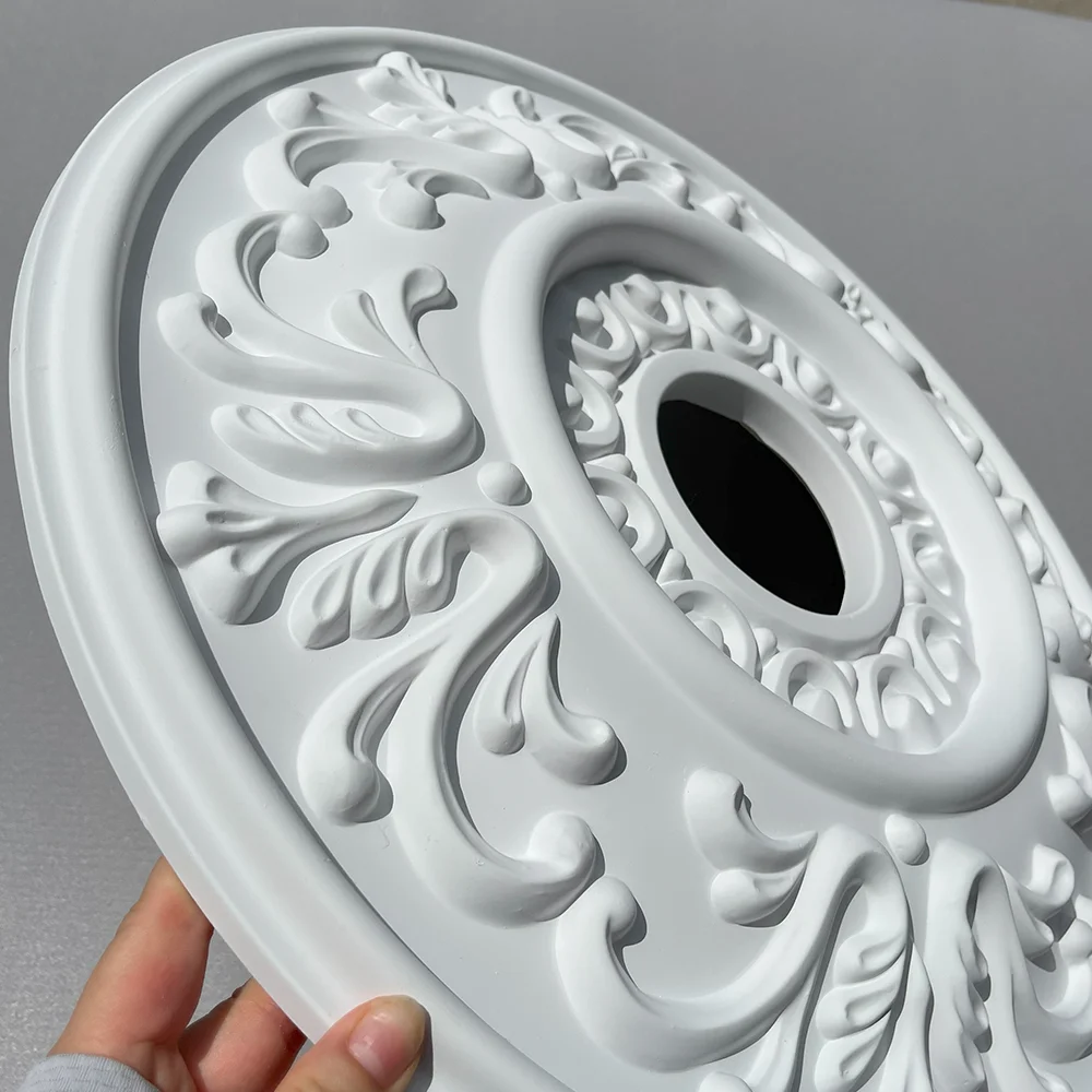PU ceiling light base round model for decoration; round ceiling light base with a line of imitation gypsum;