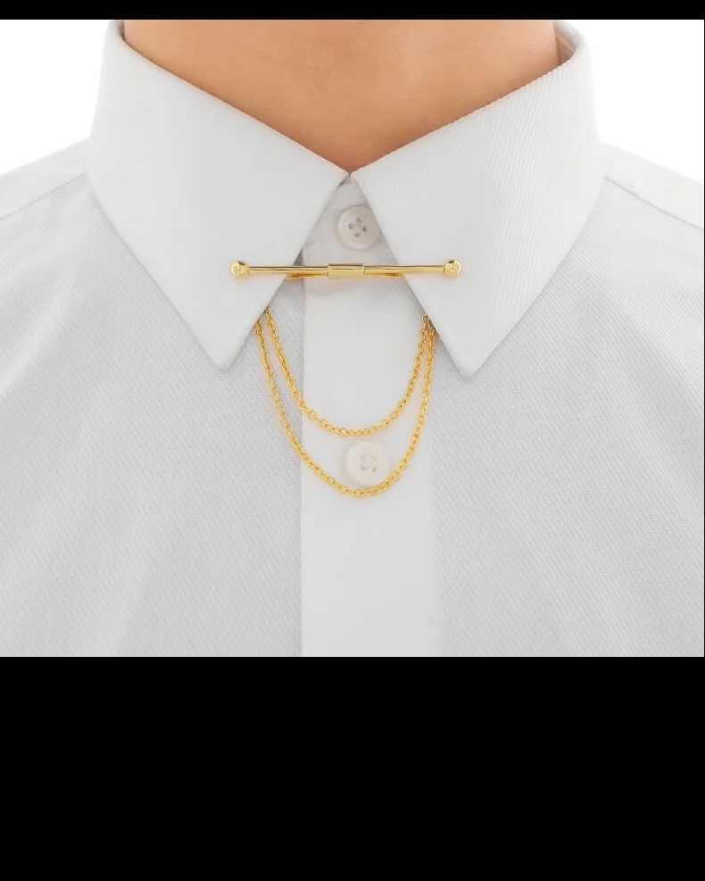 Simples colar broche prata arma preto cinto corrente camisa colarinho cinta colar retentor ângulo clipe colar ângulo agulha