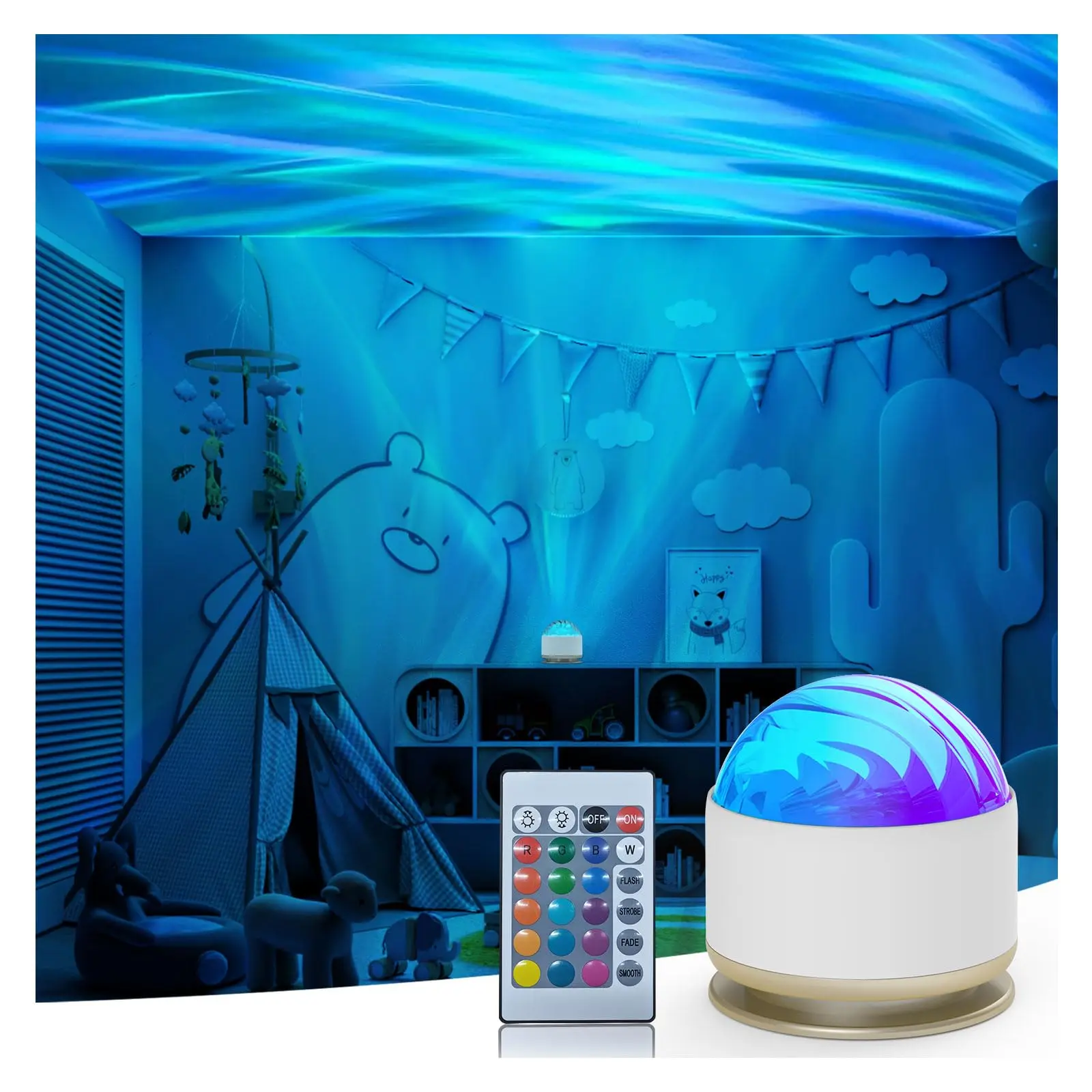 Northern Lights Projector 16 Color Aurora Night Light Projector for Bedroom USB Remote Galaxy Projector for Playroom Kids Room