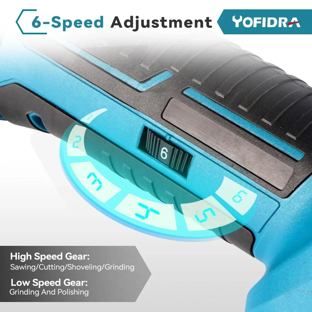 YOFIDRA Oscillating MULTI FUNCTION เครื่องมือเลื่อยไฟฟ้า Trimmer พลั่วตัดไม้เครื่อง Fit สําหรับ 21V 18V แบตเตอรี่ Pins
