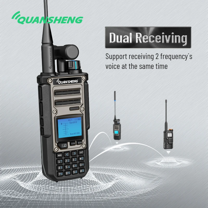 Quansheng TK11(8) Walkie Talkie 10W Radio bidireccional de doble banda de alta potencia con batería de 3000mah AM FM SSB NOAA Receptor de Radio TK11