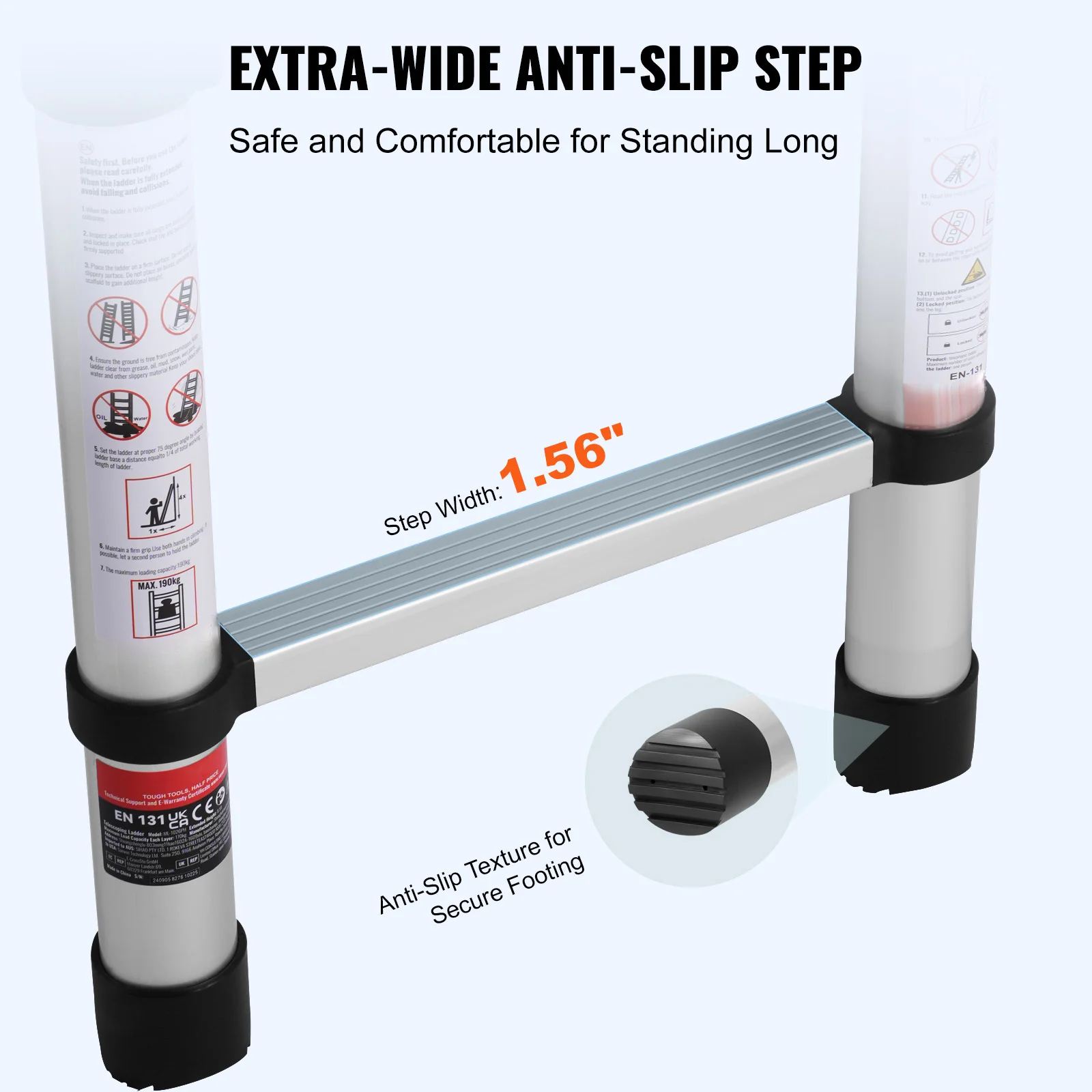 SucceBuy Scala telescopica 8,5/16,5/20,3FT Scala pieghevole a retrazione con un solo pulsante in alluminio Scale portatili per casa RV Loft