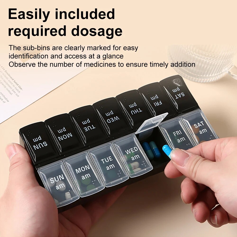 14 Grids Pillen Container Opslag Tabletten Vitaminen Geneeskunde Visoliën Nieuwe Wekelijkse Draagbare Reizen Pillendoosjes Doos 7 Dagen Organizer