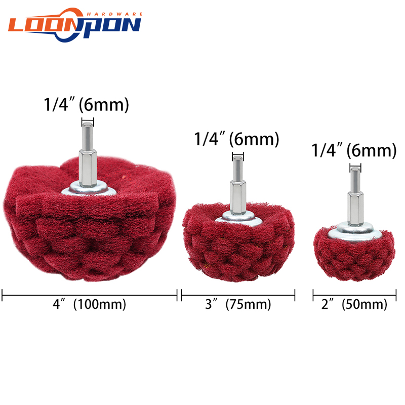 6 Stück nicht gewebtes Schleif poliers ch eiben Bohrer-Befestigungs satz 1/4 "Schaft-Scheuer schwämme Power Scrub ber Reinigungs set