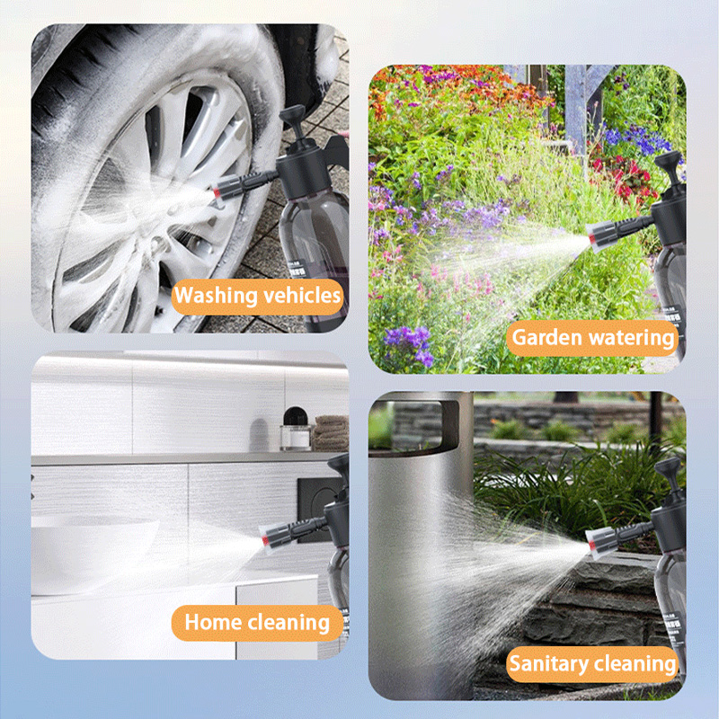 SEAMETAL-botella pulverizadora para lavado de coches, pulverizador de espuma con bomba manual, pulverizador de espuma a presión de aire para coche, herramientas de limpieza de ventanas automática, 2L