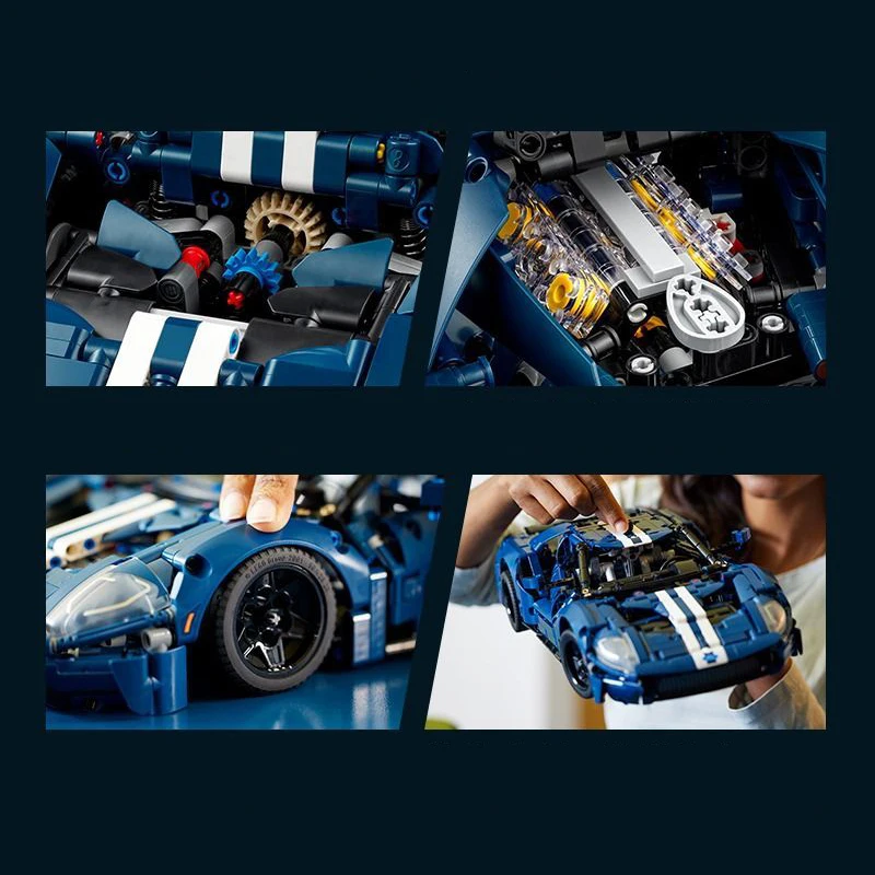 2023 기술 42154 포드 GT 스피드 럭셔리카 로고 빌딩 블록 모델, MOC 레이싱 차량 조립 장난감 벽돌, 어린이 성인 선물