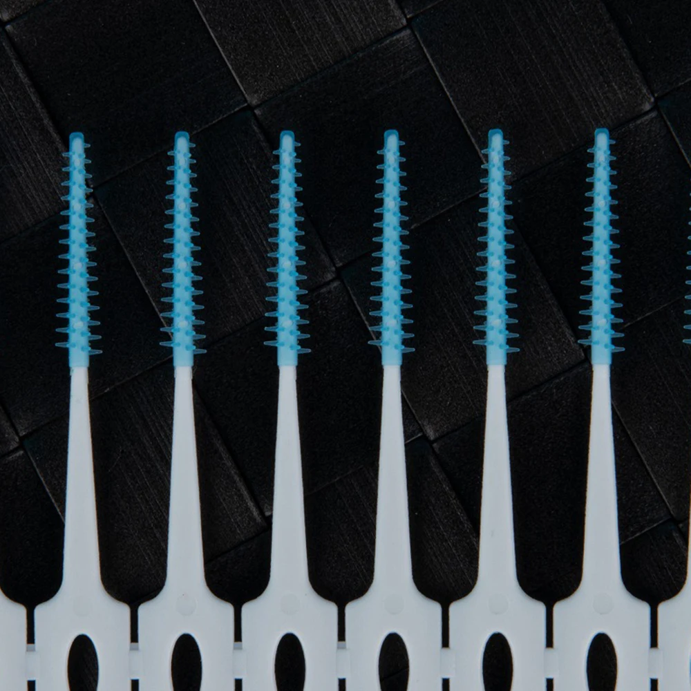 200 Uds. Cepillos interdentales de silicona entre los dientes palillos de dientes de silicona con hilo cepillo de palillos desechable herramienta de limpieza bucal