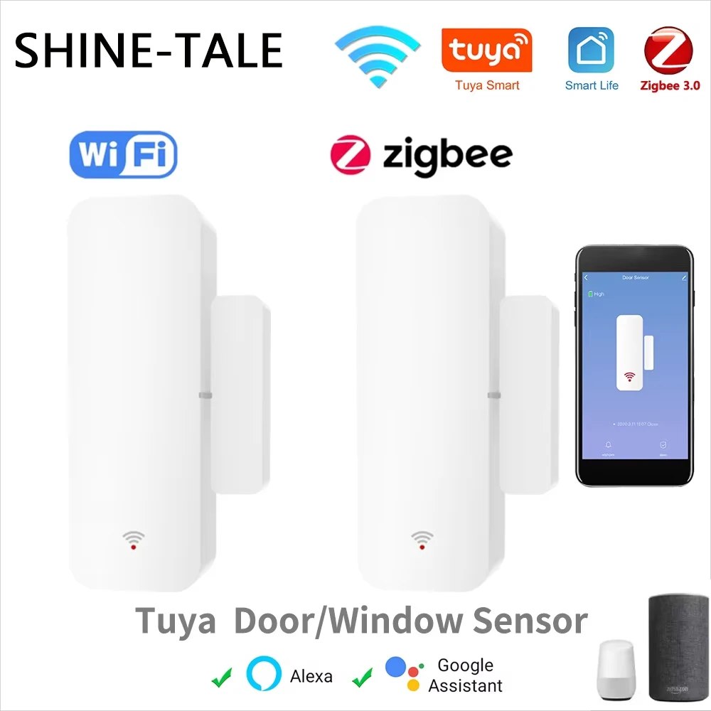 Tuya Zigbee/WiFi Smart Tür Fenster Sensor Drahtlose Öffnen Schließen Detektor Home Security Alarm Sprachsteuerung Alexa Google Assistent