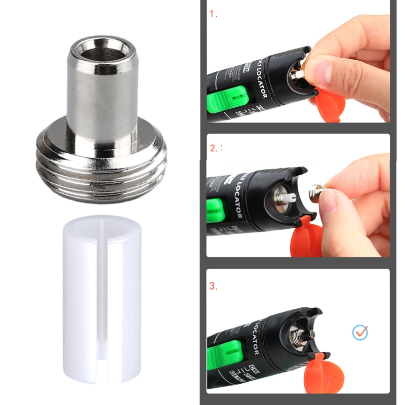 4 Teile zur visuellen Fehlersuche in Glasfaseroptik, 2 x Keramikrohrhülsen + Metallbeschläge