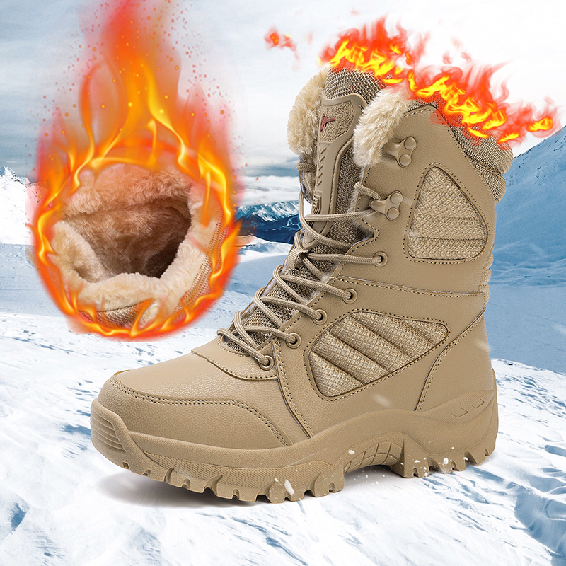Herren Plus Size Winter warme Plüsch Schneestiefel Outdoor Dschungel Trainingsstiefel High-Top rutschfeste Wanderstiefel Wüstenstiefel Arbeitsschuh