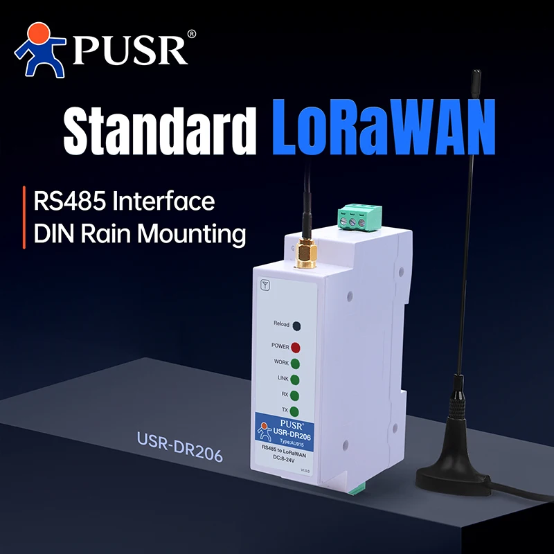 PUSR DIN-Schiene Seriell RS485 zu LoRaWAN Konverter LORaWAN Endknoten Konfiguration Utility Stabile und zuverlässige Daten USR-DR206