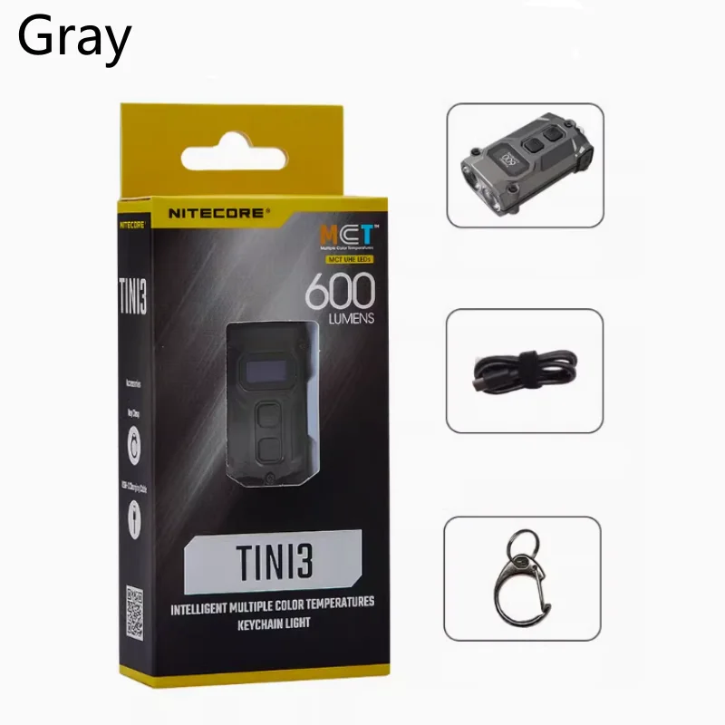 NITECORE TINI3 MCT Metal EDC múltiples temperaturas de Color linterna USB-C recarga 600 lúmenes llavero antorcha de luz