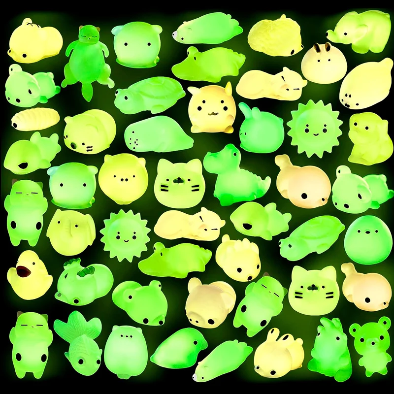 Fidget Mochi Squishy สัตว์เรืองแสงใน Dark ความเครียดบรรเทาของเล่นสําหรับเด็กปาร์ตี้โปรดปรานห้องเรียนรางวัล Sensoriales Para Autista