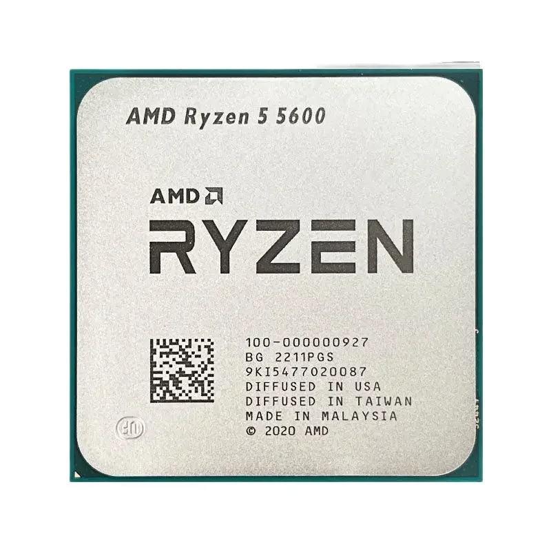 Procesador de CPU AMD Ryzen 5 5600 R5 5600 3,5 GHz, 6 núcleos, 12 hilos, 7NM, L3 = 32M, 100-000000927, sin ventilador