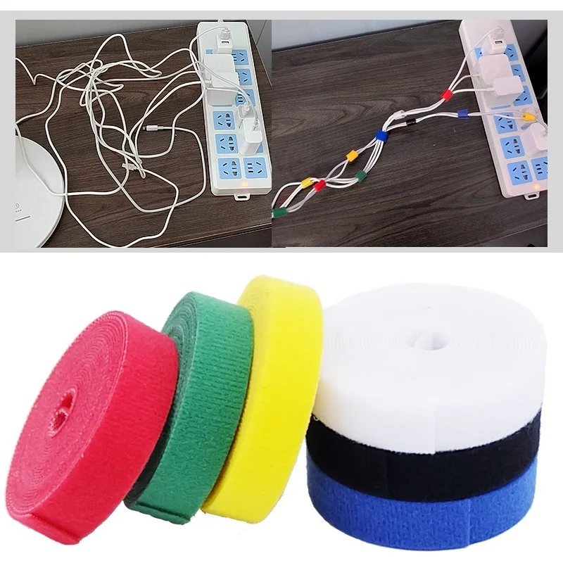 1/5M Dây Cáp Có Thể Tái Sử Dụng Keo Dán Móc Vòng Lưng Dây Nylon Dây Đeo Người Tổ Chức Tự Giữ Kẹp Quản Lý Dây dây Thắt