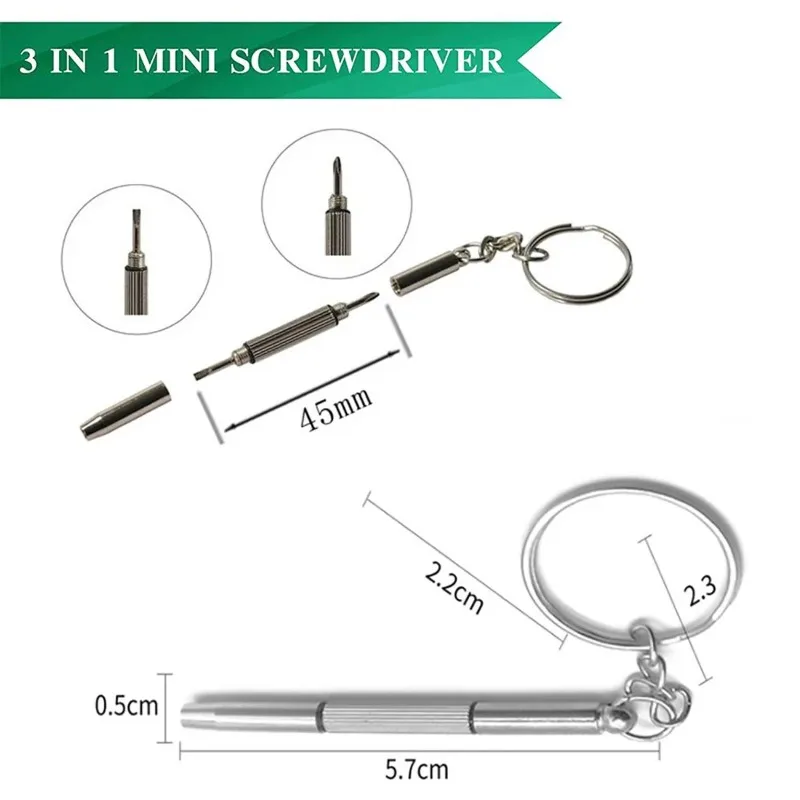 1/2/3/4 Uds Mini destornillador 3 en 1 gafas ópticas gafas portátiles reloj práctico herramienta de mano para el hogar