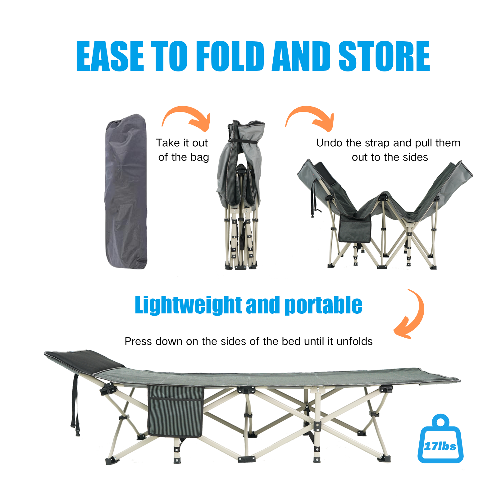 Niceway Camping Cot Foldable Bed with Mattress Portable Outdoor Daybed Office Nap Beach Camp Hiking