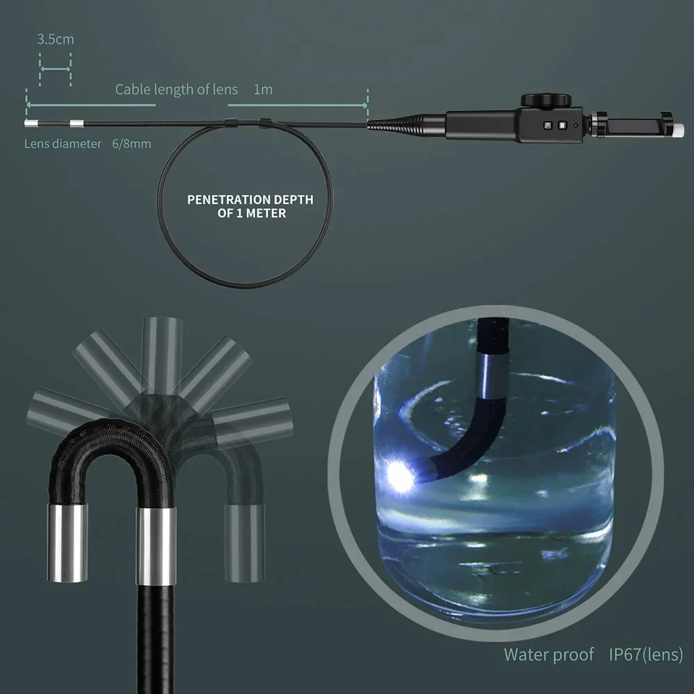 Wifi Endoscoop Scharnierende Borescope Inspectie Camera IP67 Waterdicht 8.5mm 6.2mm Lens HD1080P Snake Camera Voor Android IOS