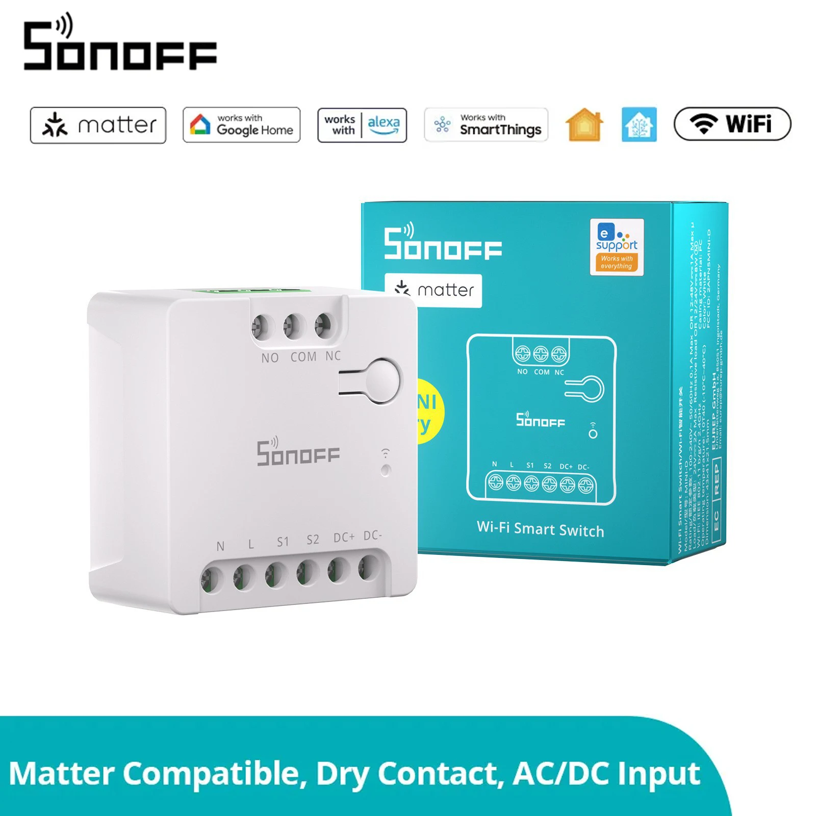 SONOFF MINI-D Wi-Fi Smart Switch Первое мини-устройство реле с сухим контактом и поддержкой контактора управления источником питания переменного/постоянного тока