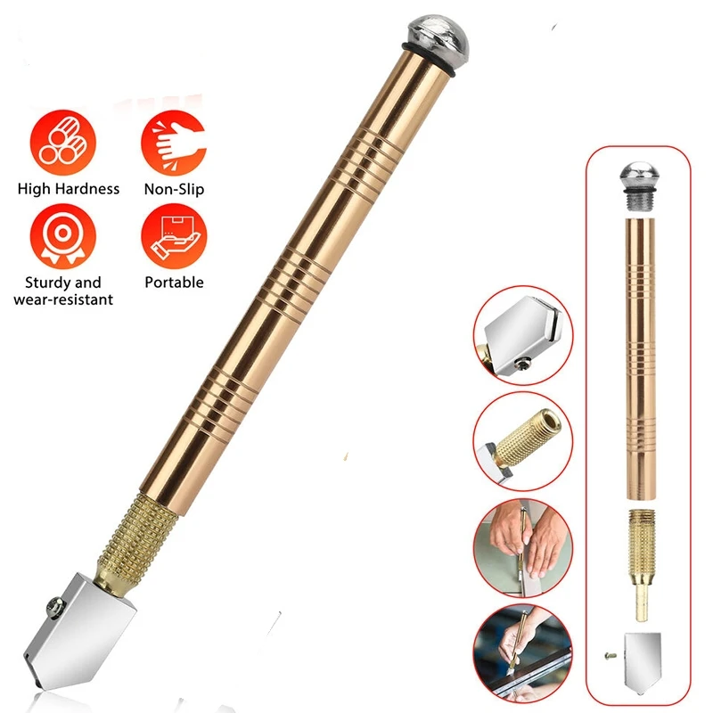 Cortador de vidrio con punta de diamante profesional, herramienta de corte de precisión con hoja de acero, herramientas de corte Manual, 1 Uds.