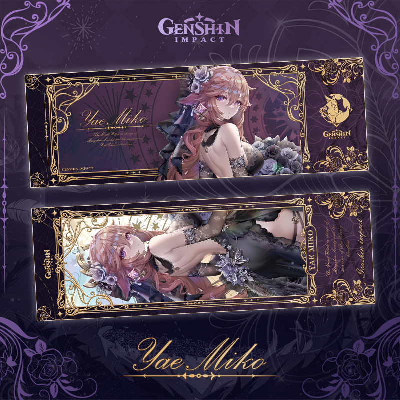 Genshin Impact Kleid Mädchen Laser Tickets Hutao Kokomi Arlecchino Furina Mona Stempeln Doppelseitiges Lesezeichen Sammlung Geschenke