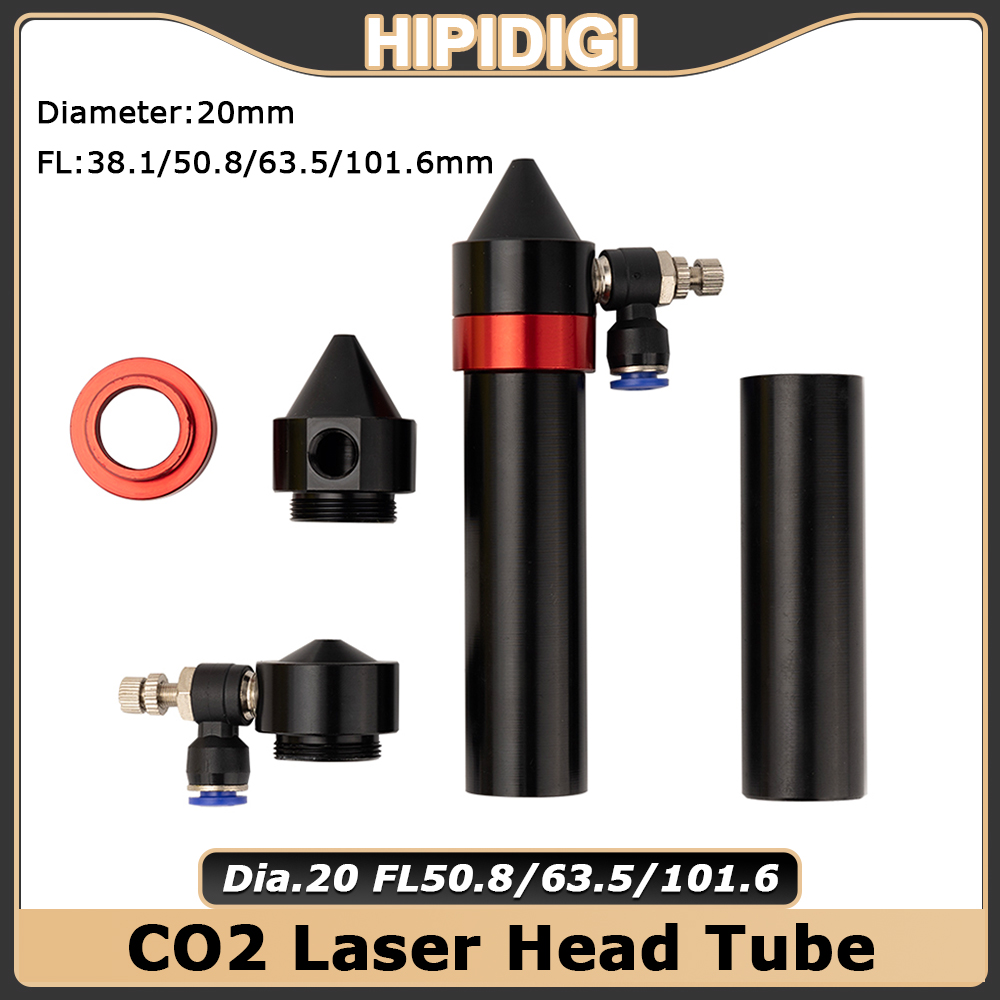 Насадка для линзовой трубки лазерной головки CO2, наружный диаметр 25 мм, воздушное сопло Dia.20 FL 38,1/50,8/63,5/101,6 мм для гравировального станка лазера CO2