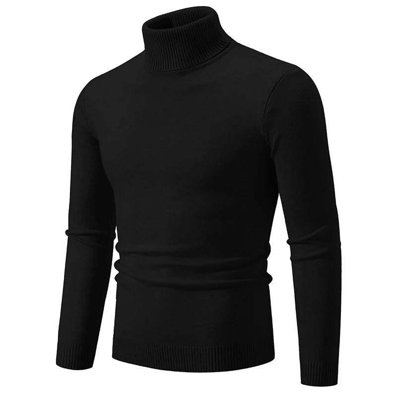 Nowe zimowe grube męskie swetry z golfem Casual Turtle Neck Solid Color Quality Warm Slim Turtleneck Sweaters Pullover Men