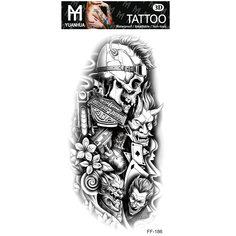 サイズ: 208x95mm 新しい防水動物、恐ろしい一時的なタトゥー タイガー ヘッド トーテム タトゥー ステッカー