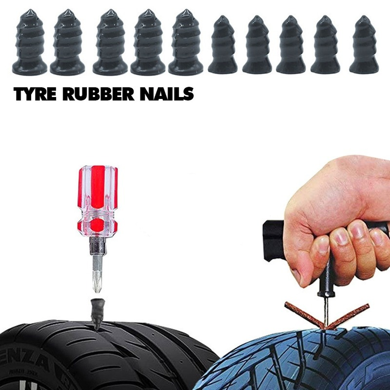 Xe Ô Tô Xe Máy Xe Đạp Bánh Lốp Bộ 10 Gói Cao Su Móng Chân Không Lốp Móng Tay Cắm Đâm Thủng Sửa Chữa Dây Cói