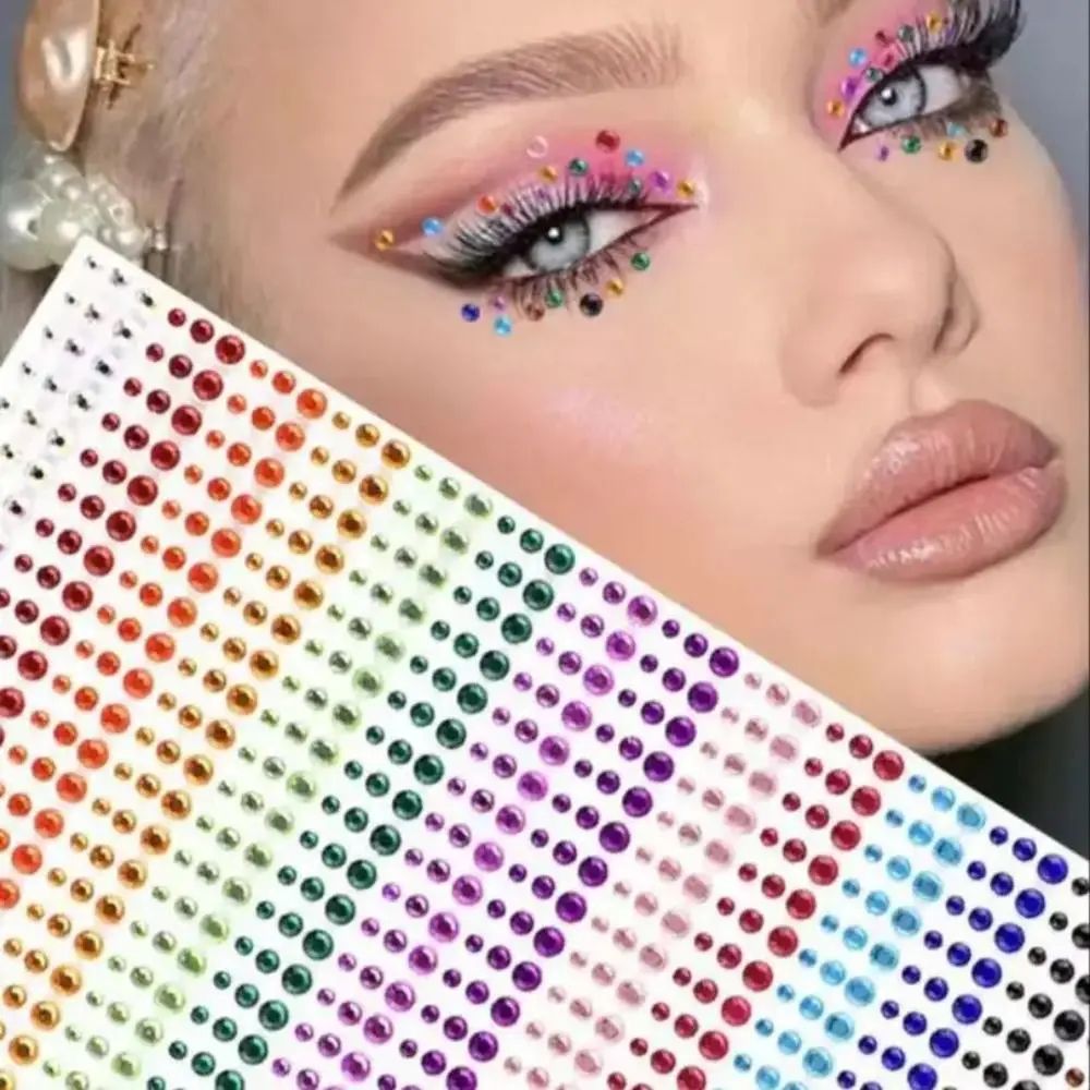 900 Stück Augen DIY Regenbogen Farbe Patch Kunst Zubehör Musik Festival Bühne Leistung Gesicht Juwelen Strass Make-up Zubehör