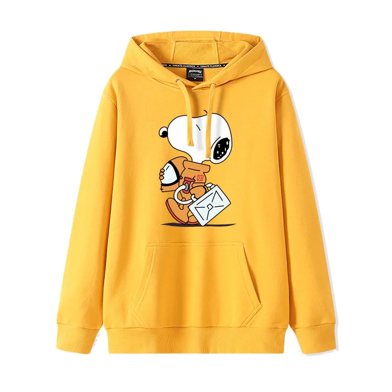 Nuevo jersey con estampado de Snoopy de dibujos animados con capucha de corazón para mujer, abrigo holgado de dibujos animados, Sudadera con capucha para pareja, moda informal versátil