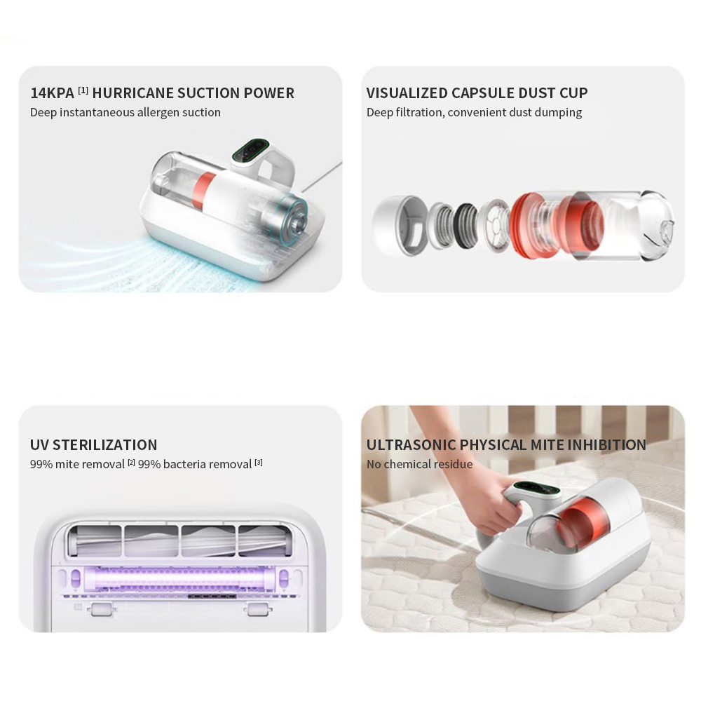 XIAOMI MIJIA Escova removedora de ácaros a vácuo Pro B402CN 220V 400W versão chinesa com adaptador