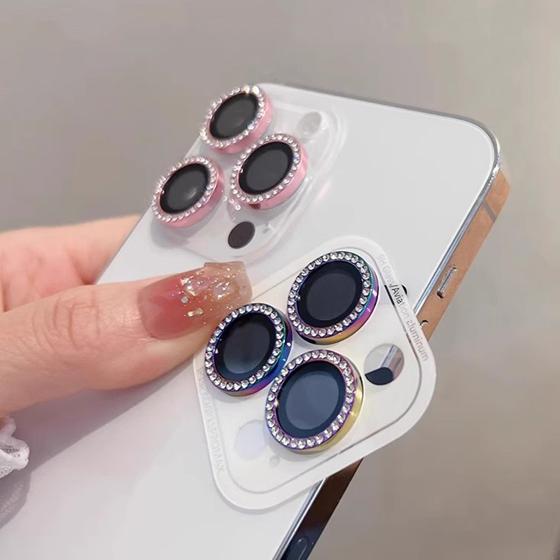 Bling Glitter Diamond Camera Lens Protector Case For iPhone 17 16 15 14 13 12 11 Pro Max Plus Sreen Protectors Film For iPhone17