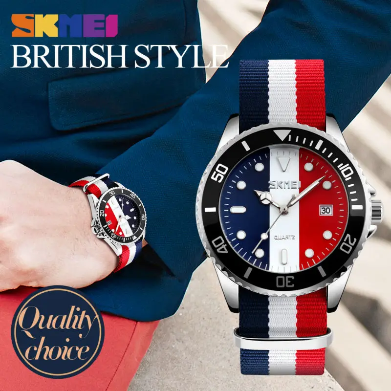 Skmei-relógio masculino e feminino 9133, casual, com alça de nylon, 30m, múltiplo, quartzo, à prova d'água