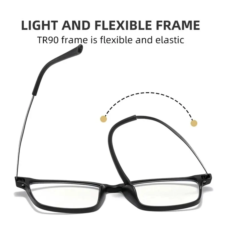 Gafas de lectura con bloqueo de luz azul para hombre y mujer, anteojos ultraligeros TR90 con montura óptica de aleación de titanio, gafas cuadradas