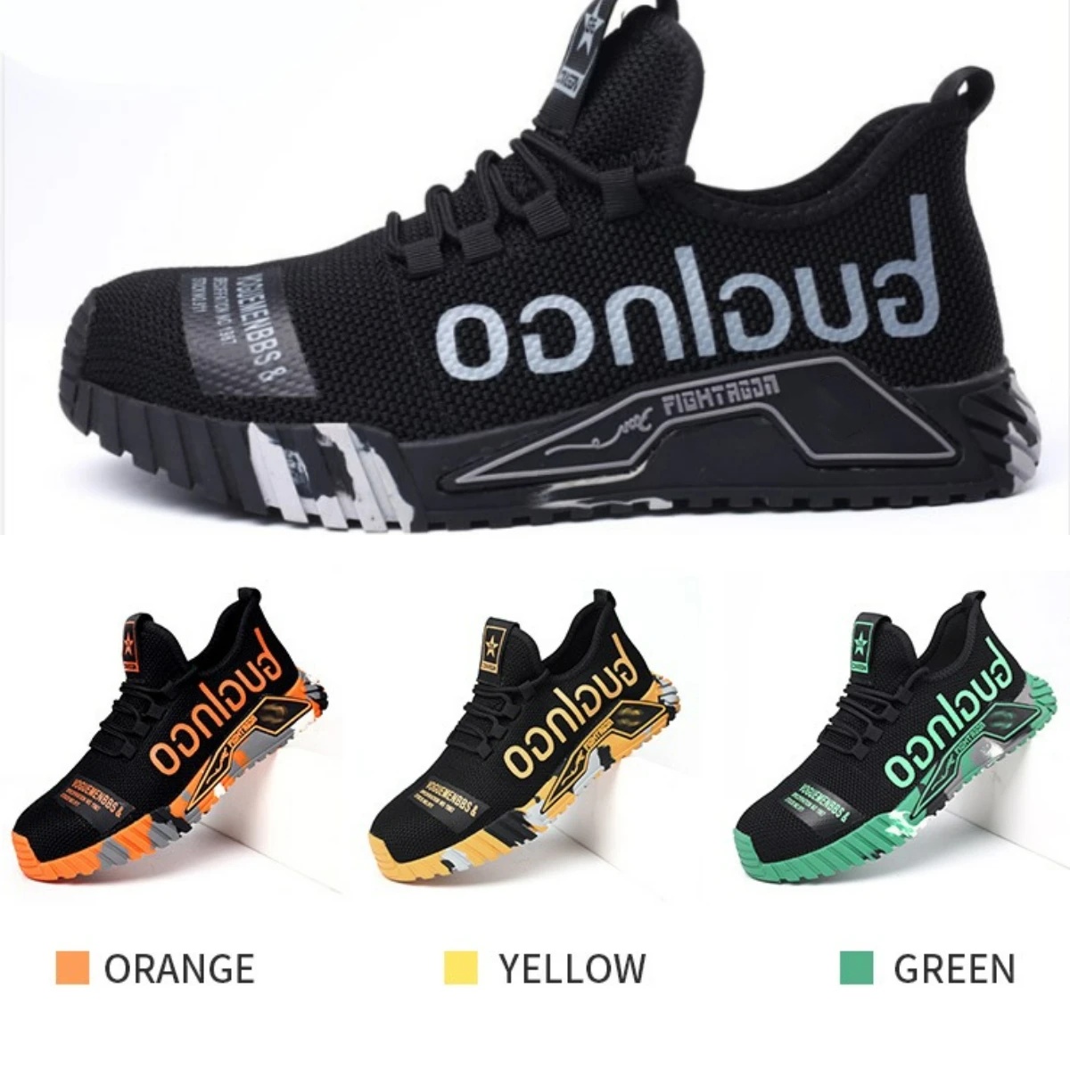 Botas masculinas de segurança de trabalho respirável, antifacada, sapatilhas de aço, sapatilha de construção, prova de punção, masculino