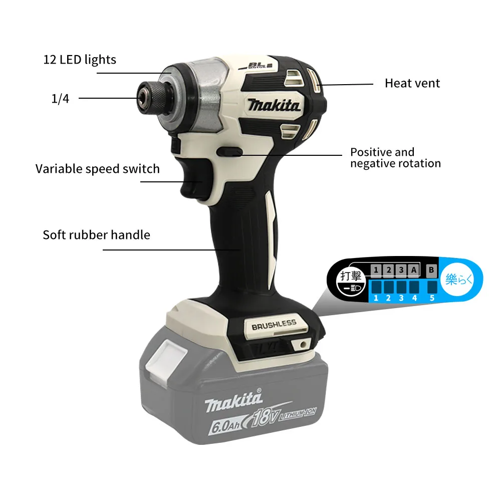 ใหม่ Makita DTD173 18V ไดร์เวอร์กระแทกไร้สาย 180 N.M สว่านไขควงไฟฟ้าแบบไม่มีแปรง LED Light Multi-Function ในครัวเรือน To
