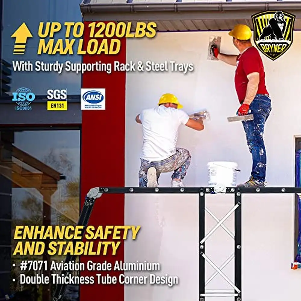 Multi-Position Aluminum Extension Ladder 19.6ft 7 in 1 Scaffold Telescoping Step Heavy Duty Anti-Slip  Support Rack Kit 1200lbs