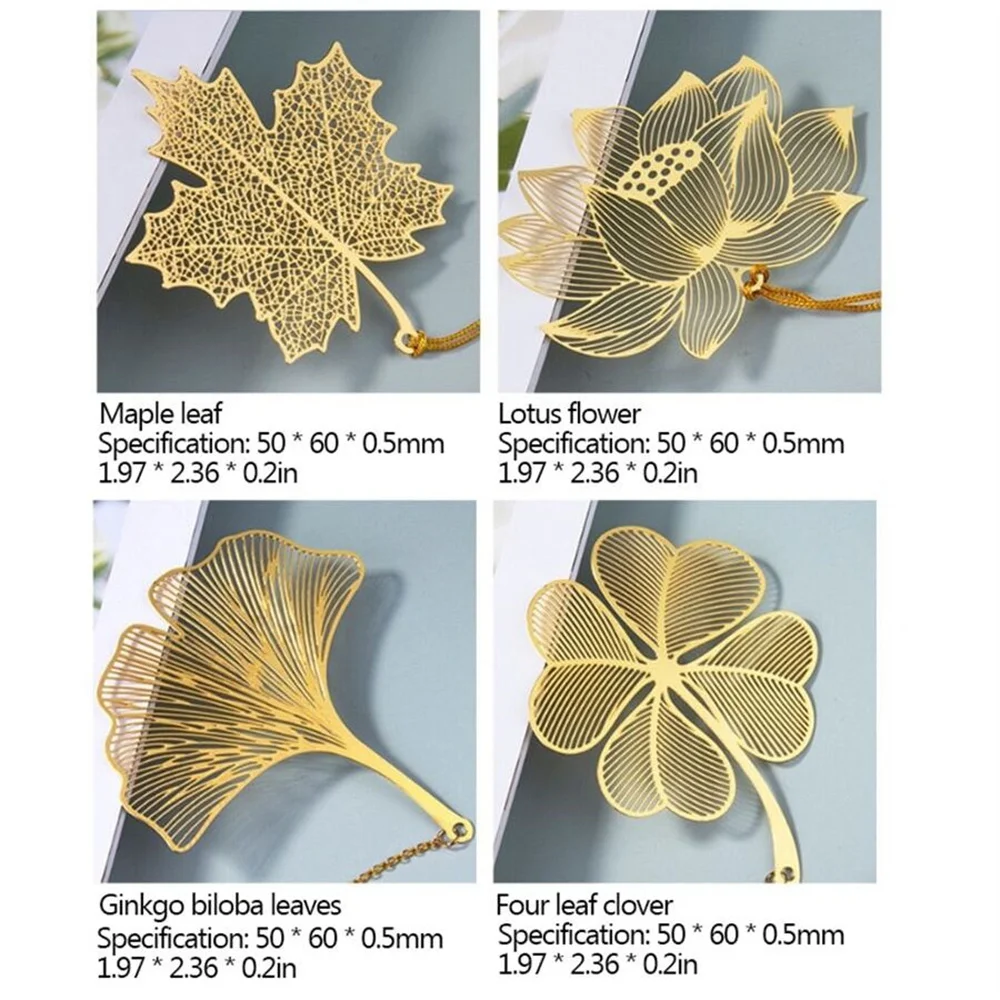 1 PC GOLD Hollow แปะก๊วย Biloba Maple Leaf Lotus Vein โลหะบุ๊คมาร์คนักเรียนสไตล์จีนเครื่องเขียน Retro Book Marks ของขวัญ