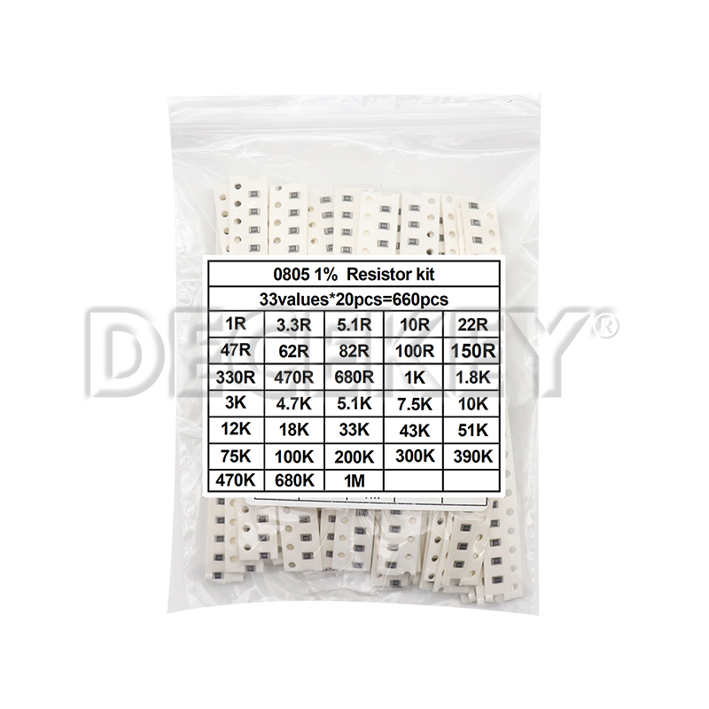 1206 0805 0603 0402 0201 SMD Resistor Sample Assorted Kit 1Ohm-1M ohm 1% 33valuesX 20pcs=660pcs