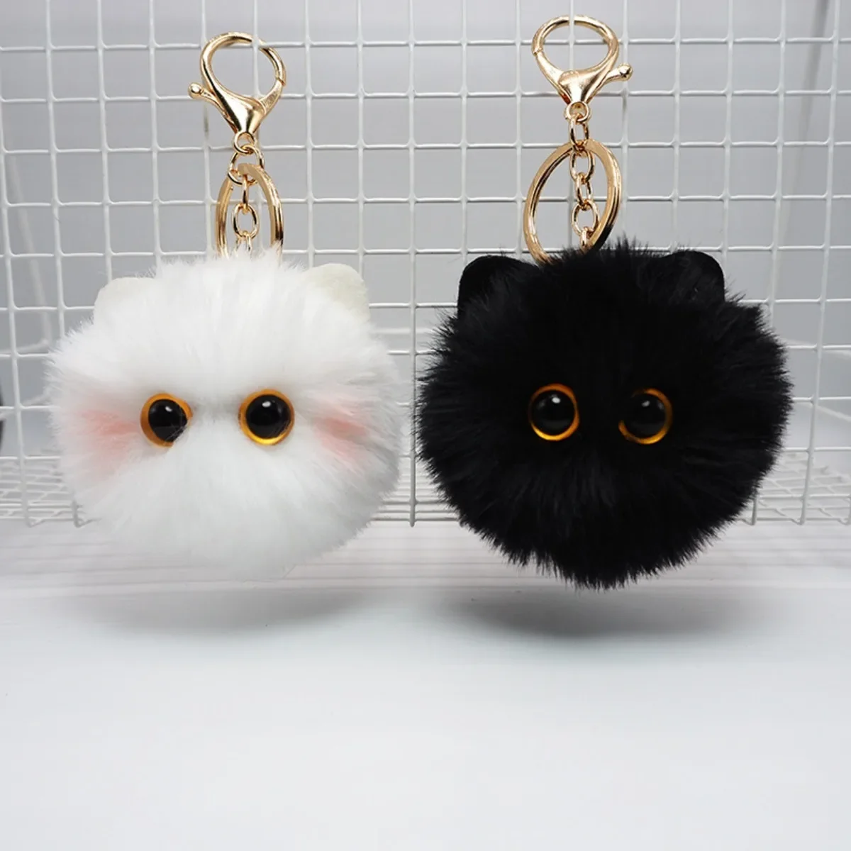 Simpatico portachiavi con gatto di peluche, bambola di cartone animato, giocattolo, portachiavi con ciondolo per donne, ragazze, borsa, ornamento, portachiavi per auto, stile coreano giapponese giovanile