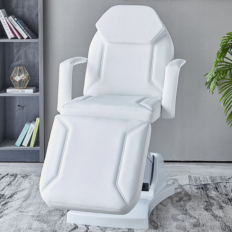 Ivory White PU Leather 3-Motor Electric Beauty Tattoo Massage Bed Electric Multi-Functional Standing Multifunctional