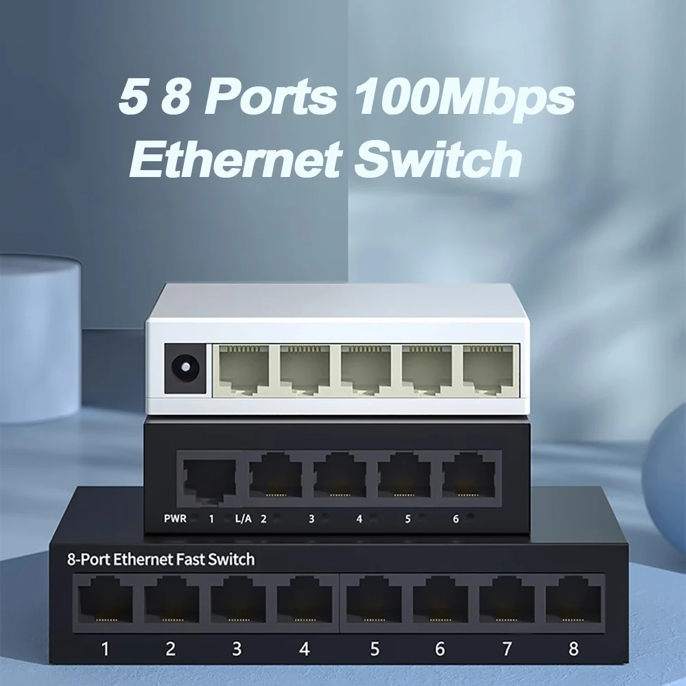 5/8 Port 10/100Mbps Network Switches Mini Ethernet Fast Network Switch Splitter For Home Office EU PLUG