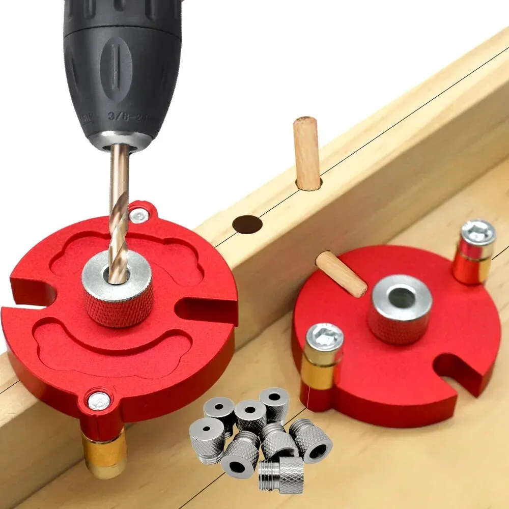 Fast-splicing Dowel Jig Kit W/3-10mm Metal Bushing Aluminum Self-Centering Vertical Hole Jig Drill Guide Locator for Woodworking