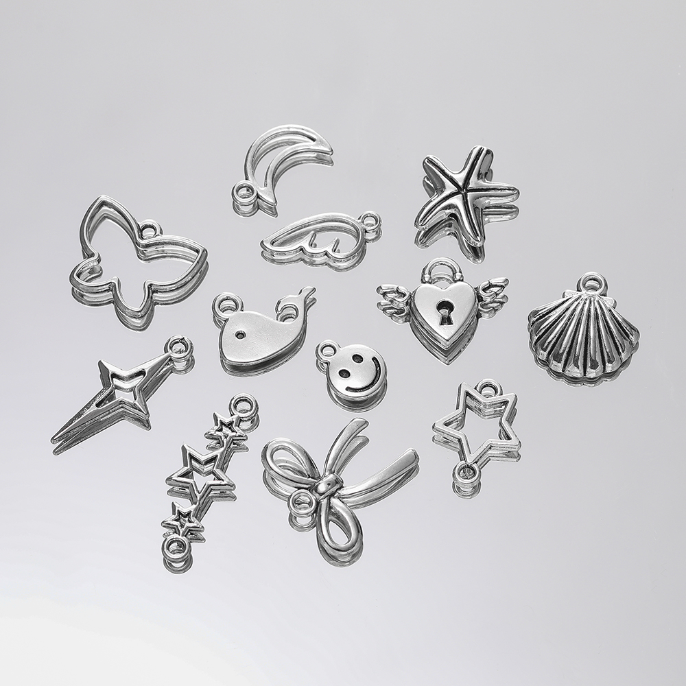 10 шт./лот, 12 стилей, металлический сплав, милые полые подвески с бантом, праздничные подарки, подвески для изготовления ювелирных изделий, сделай сам, ручная работа, ремесло