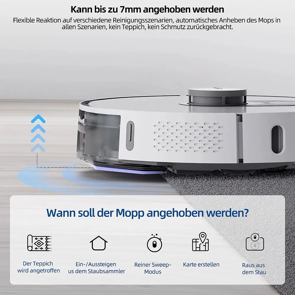 ROIDMI EVE MAX Roboterstaubsauger MOP Wischfunktion mit Auto-Saugstation 75 Tage, 5000 Pa, 250 Min. 3L App LDS Staubsaugerroboter