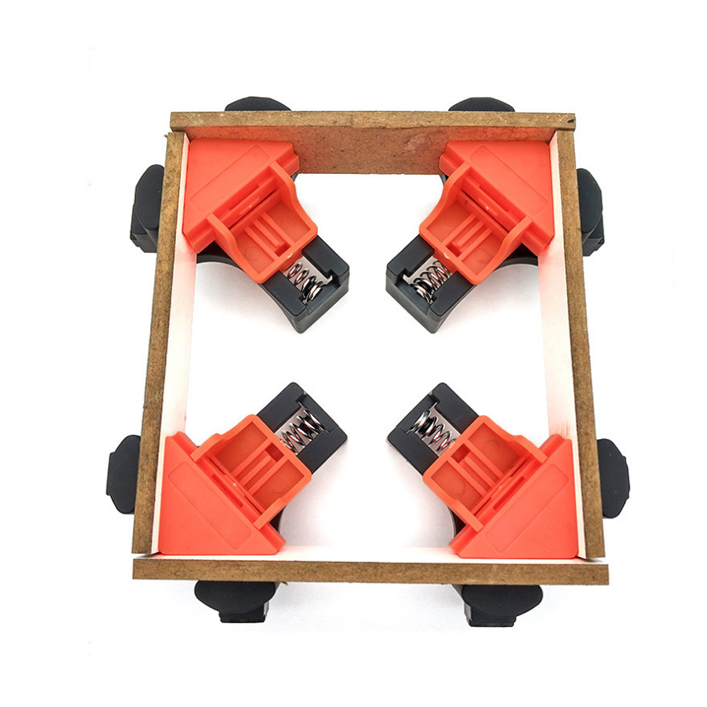 4PCS Right Angle Fixing Clip Woodworking Clamp Adjustable Swing Corner Clamp Corner Clip Fixer for Welding Drilling Cabinets